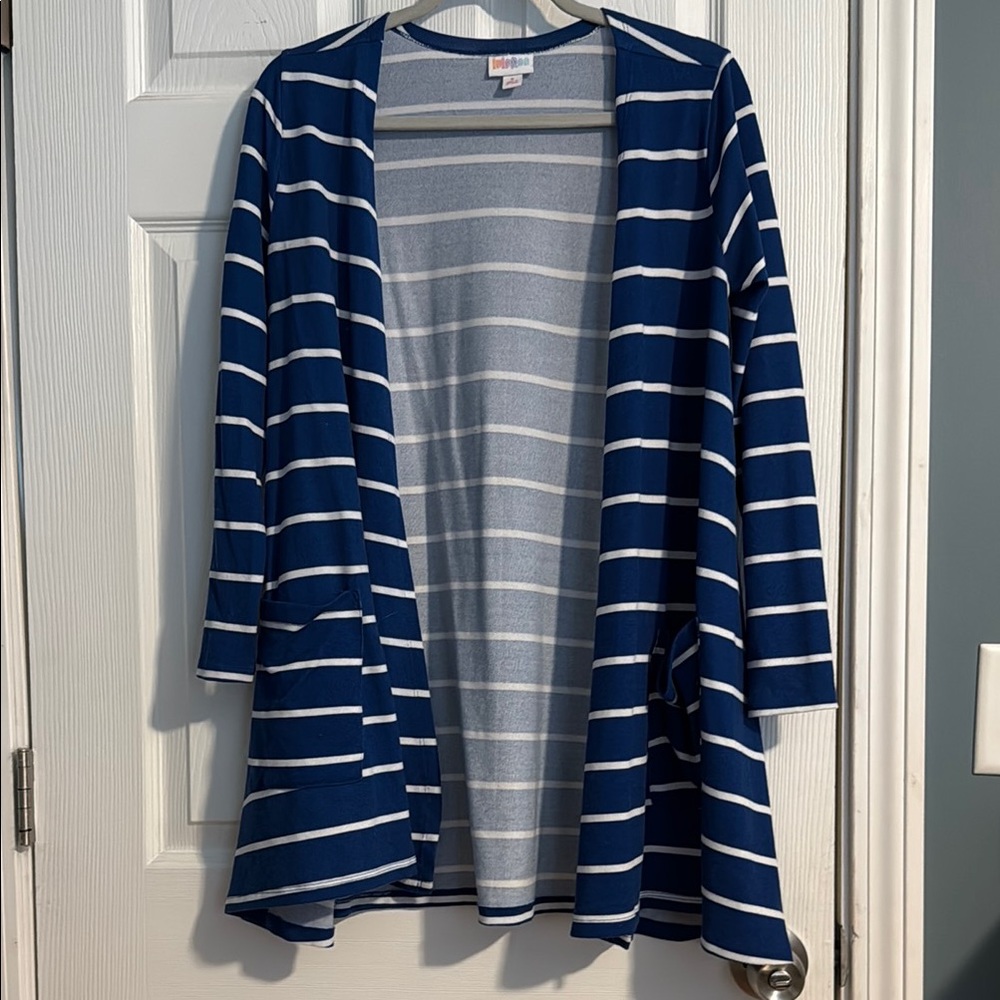 LuLaRoe Caroline Blue Striped Sweater - Size Small